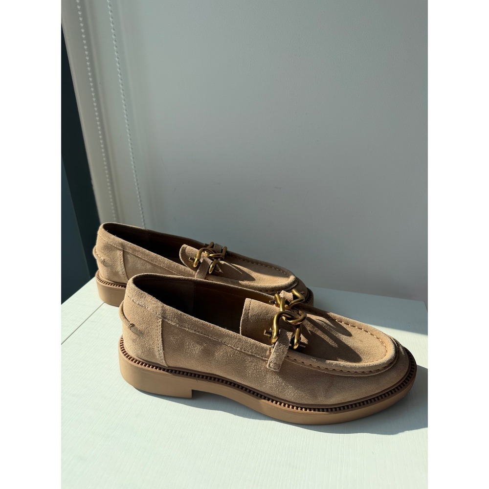 Steve Madden Karmine Tan Sand Suede Chain Lug Sole Loafers Womens 9.5M KARM05S1